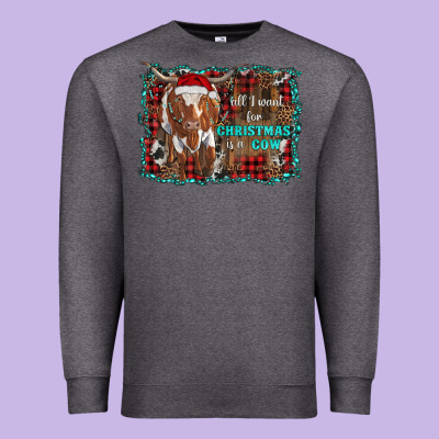 All I Want For Christmas Is A Cow Longhorn Premium Sweatshirt Designed By Ranaportraitstore