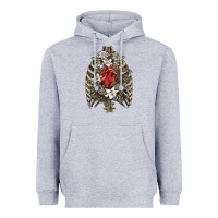 Heather Grey Skeleton Rib Cage Heart Heavyweight Hoodie - RanaPortraitStore