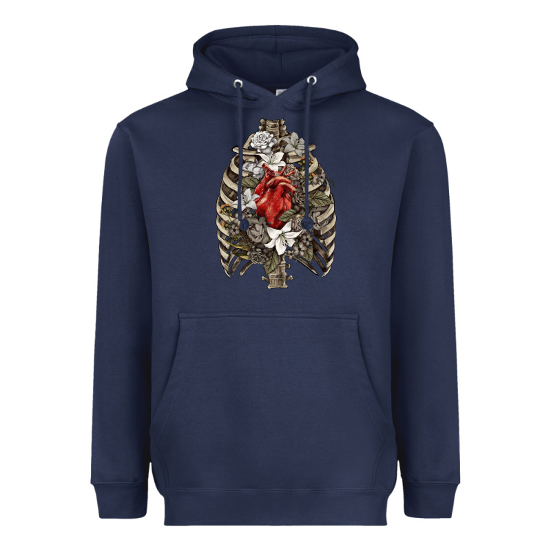 Skeleton Rib Cage Heart Heavyweight Hoodie by RanaPortraitStore | Teevron