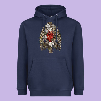 Heavyweight Hoodie Skeleton Rib Cage Heart