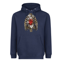 Navy Skeleton Rib Cage Heart Heavyweight Hoodie - RanaPortraitStore