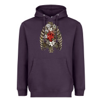Plum Skeleton Rib Cage Heart Heavyweight Hoodie - RanaPortraitStore