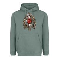 Sage Skeleton Rib Cage Heart Heavyweight Hoodie - RanaPortraitStore