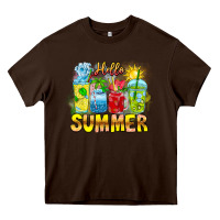 Chocolate Brown Hello Summer Heavy Core Tee - CowhideDigitalArt