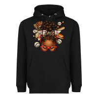 Black baseball afro messy bun Heavyweight Hoodie - texasbilliewilder