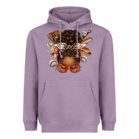 Baseball Afro Messy Bun Heavyweight Hoodie | Teevron