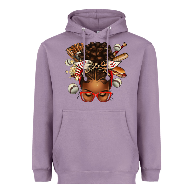 Baseball Afro Messy Bun Heavyweight Hoodie by texasbilliewilder | Teevron
