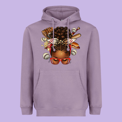 Heavyweight Hoodie baseball afro messy bun