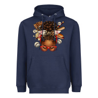 Navy baseball afro messy bun Heavyweight Hoodie - texasbilliewilder