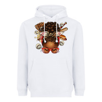 White baseball afro messy bun Heavyweight Hoodie - texasbilliewilder