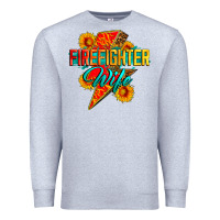 Heather Grey firefighter wife with lightning bolt Premium Sweatshirt - Zillion Design Studio
