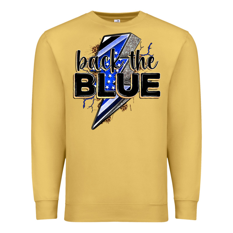 Back The Blue With Lightning Bolt Premium Sweatshirt by Zillion Design Studio | Teevron