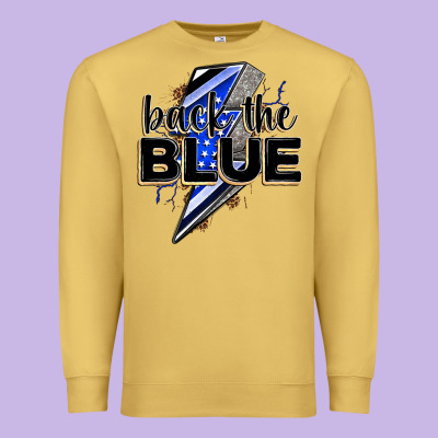 Back The Blue With Lightning Bolt Premium Sweatshirt Designed By Zillion Design Studio