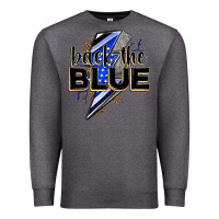 Charcoal Heather back the blue with lightning bolt Premium Sweatshirt - Zillion Design Studio