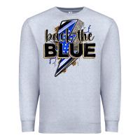 Heather Grey back the blue with lightning bolt Premium Sweatshirt - Zillion Design Studio