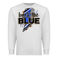 Oatmeal Heather back the blue with lightning bolt Premium Sweatshirt - Zillion Design Studio