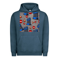 Pigment Midnight Navy scissor lift seamless pattern Urban Hoodie - BundleAndBundleShop