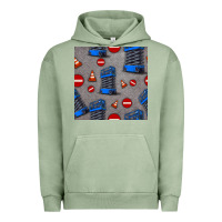 Pigment Oil Green scissor lift seamless pattern Urban Hoodie - BundleAndBundleShop
