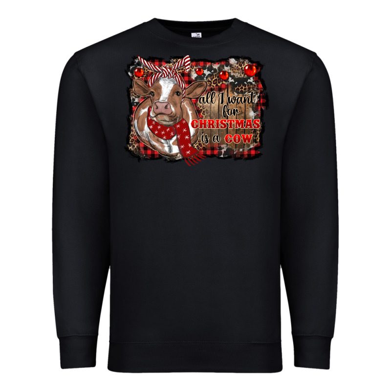 All I Want For Christmas Is A Cow Cowhide Premium Sweatshirt by RanaPortraitStore | Teevron
