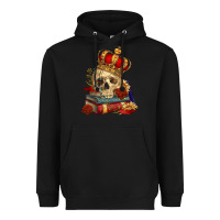 Black Skull With Crown Heavyweight Hoodie - RanaPortraitStore