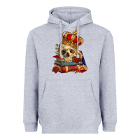 Heather Grey Skull With Crown Heavyweight Hoodie - RanaPortraitStore