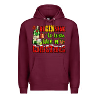 Burgundy beginning to look like a christmas with gin and gifts Premium Hoodie - AdoDesignShop