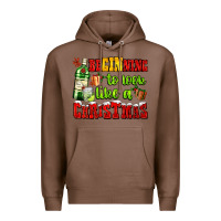 Chestnut beginning to look like a christmas with gin and gifts Premium Hoodie - AdoDesignShop