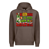Coffee beginning to look like a christmas with gin and gifts Premium Hoodie - AdoDesignShop