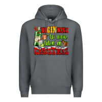 Rock beginning to look like a christmas with gin and gifts Premium Hoodie - AdoDesignShop