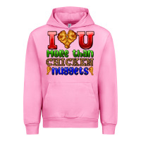 Fuchsia Pink i love you more than chicken nuggets Urban Hoodie - AdoDesignShop
