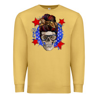 Antique Gold American mom skull Premium Sweatshirt - Zillion Design Studio