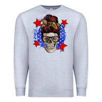 Heather Grey American mom skull Premium Sweatshirt - Zillion Design Studio