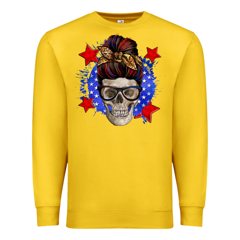 American Mom Skull Premium Sweatshirt by Zillion Design Studio | Teevron
