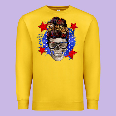 American Mom Skull Premium Sweatshirt Designed By Zillion Design Studio