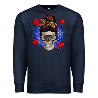 Navy American mom skull Premium Sweatshirt - Zillion Design Studio