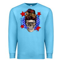 Ocean Blue American mom skull Premium Sweatshirt - Zillion Design Studio