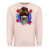 Pale Pink American mom skull Premium Sweatshirt - Zillion Design Studio