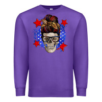 Purple American mom skull Premium Sweatshirt - Zillion Design Studio