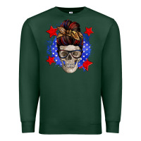 Sports Green American mom skull Premium Sweatshirt - Zillion Design Studio