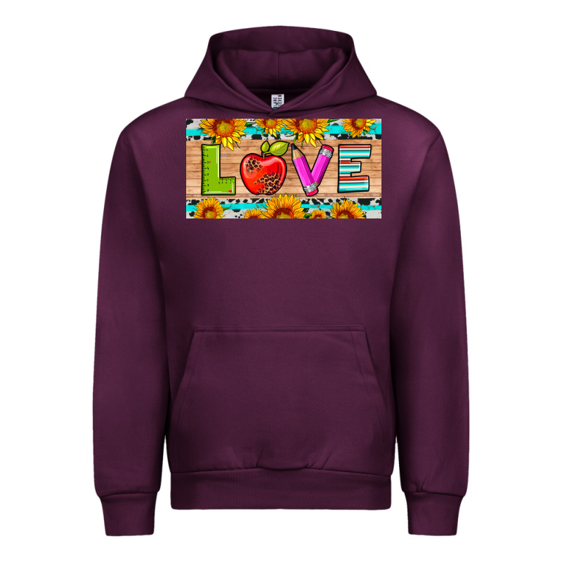 Love And Sunflower With Pen And Apple License Plate Template Urban Hoodie by Artiststas | Teevron