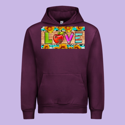 Love And Sunflower With Pen And Apple License Plate Template Urban Hoodie Designed By Artiststas