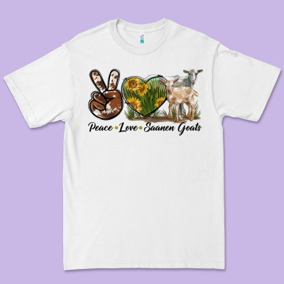 Peace Love Saanen Goats Premium Tee Designed By Lillyallendesigns