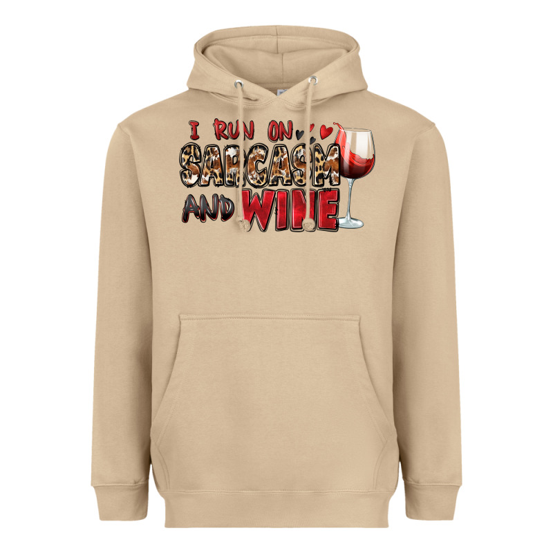 I Run On Sarcasm And Wine Heavyweight Hoodie by Zillion Design Studio | Teevron