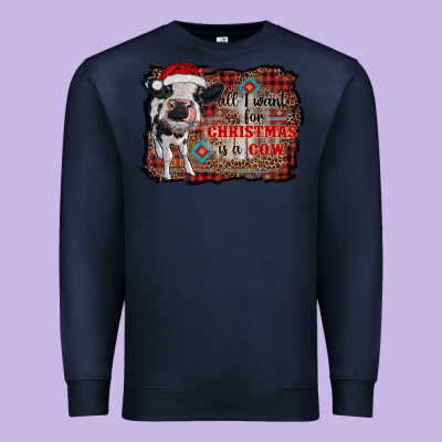 All I Want For Christmas Is A Cow Aztec Premium Sweatshirt Designed By Ranaportraitstore
