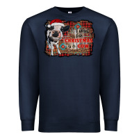 Navy all i want for christmas is a cow aztec Premium Sweatshirt - RanaPortraitStore