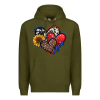Army Green 4th of july american hearts Premium Hoodie - Jasminsmagicworld