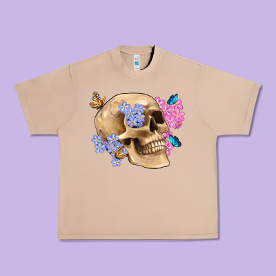 Skull Flora Butterfly Urban Heavy Tee Designed By Artiststas