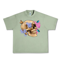 Oil Green skull flora butterfly Urban Heavy Tee - Artiststas