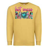 Antique Gold hot mess mom Premium Sweatshirt - texasbilliewilder