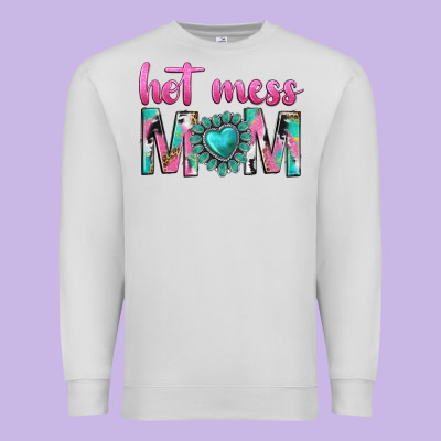 Hot Mess Mom Premium Sweatshirt Designed By Texasbilliewilder